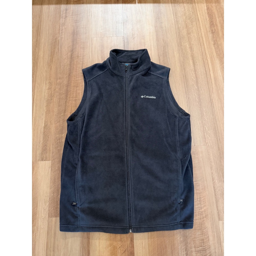 Columbia Fleece Vest Mens LT Tall Black Steens Mountain Full Zip XT1024